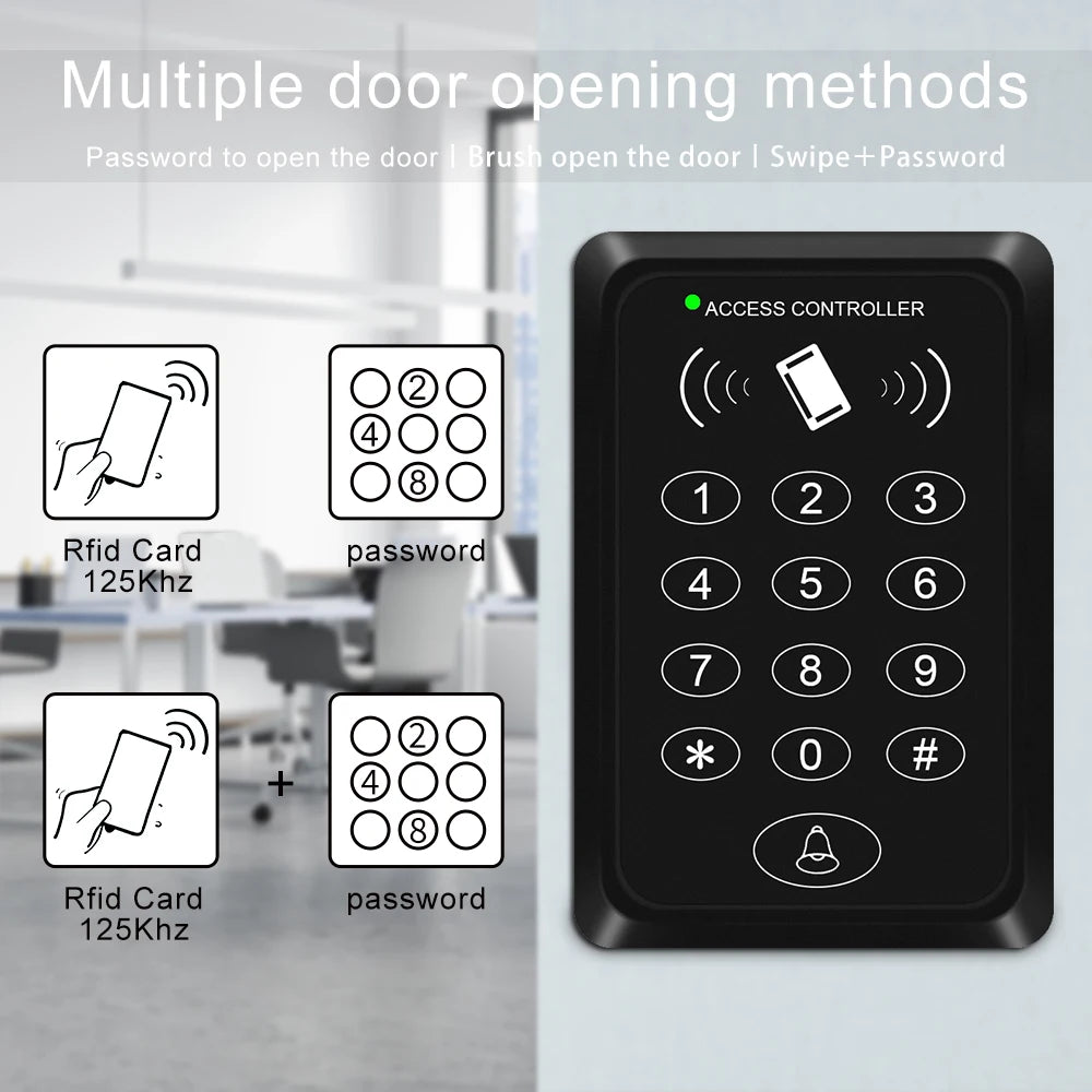 RFID Keyboard for Access Control System Waterproof Keypad Cover Outdoor 10pcs EM4100/TK4100 Keyfobs Door Opener for Lock System Vue