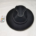 LED Cowboy Hat Luminous Flashing Western Costume Accessory for Halloween Carnival Rave Party Dance Show Adult Size Vue Black hat
