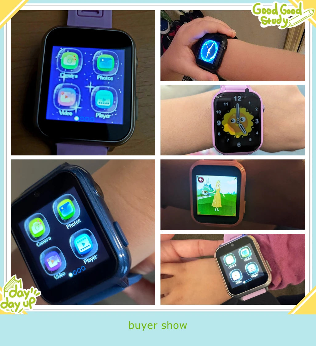 Children's Wristwatch 24 Games Kids Smart Watch Music Play Pedometer Tracker Time Display Video Audio Record Torch Smartwatch Vue