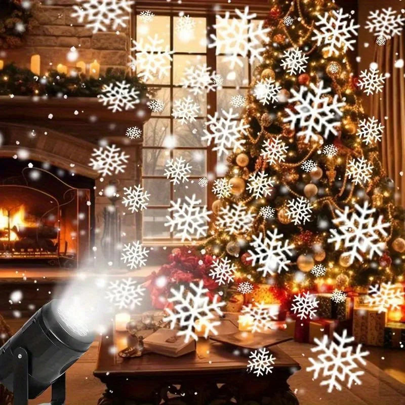 1pc LED Snowflake Projection Light, USB Powered Rotating Snowflake for Christmas,Halloween,Simulating Winter Snow, Passion Party Vue