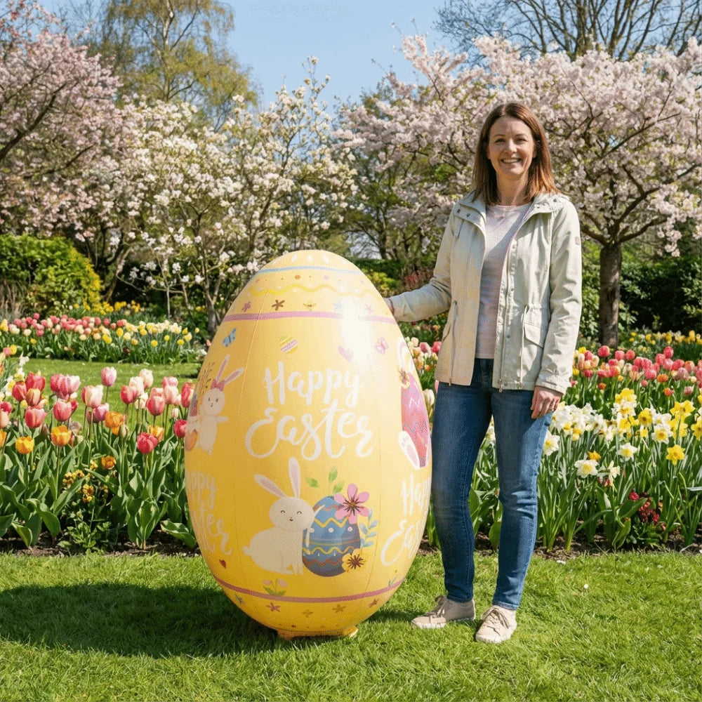 Festive PVC 41 Inch Easter Egg Balloon Easter Bunny Inflatable Giant Easter Egg Reusable DIY Easter Decor Easter Party Vue