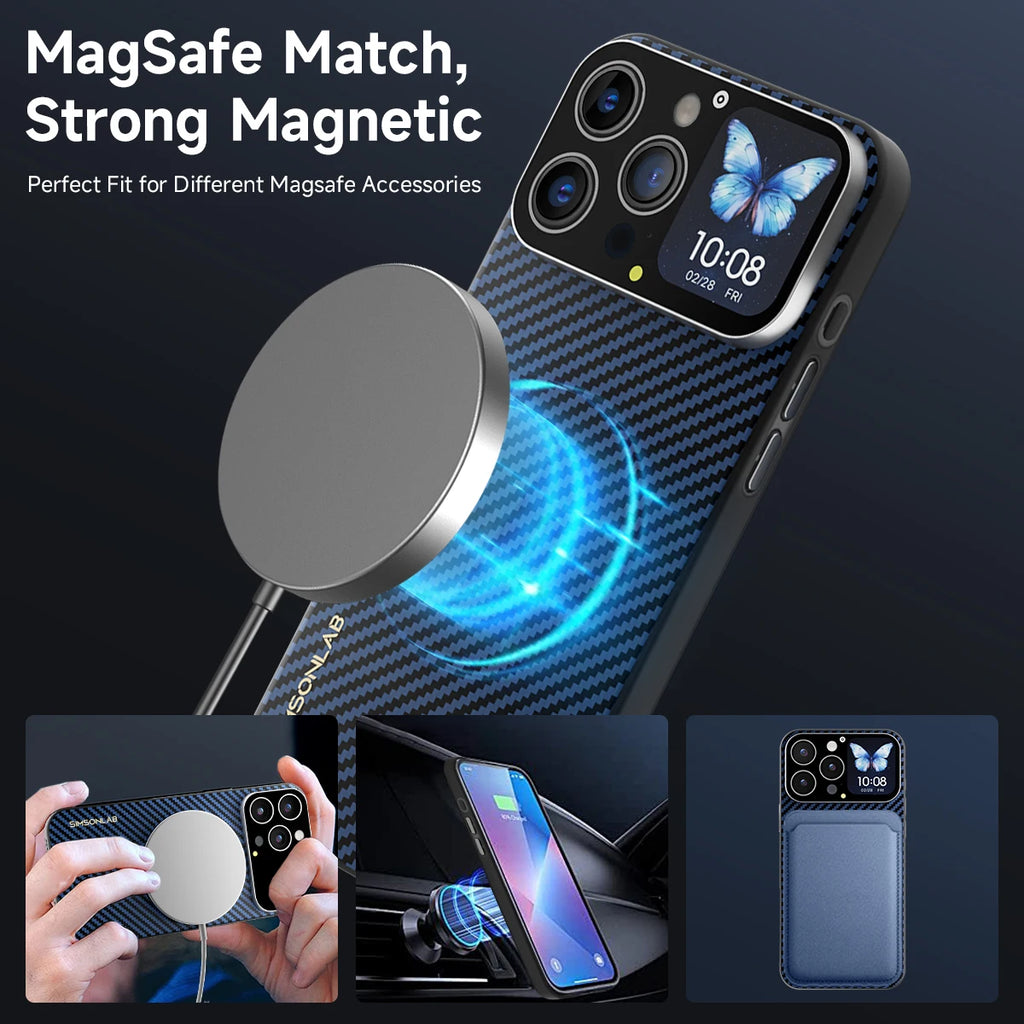 2025 Smart Phone Case with 1.83'' Window Screen Selfie Preview Custom Photo/Video Background Message Push for Apple iPhone Gift Vue