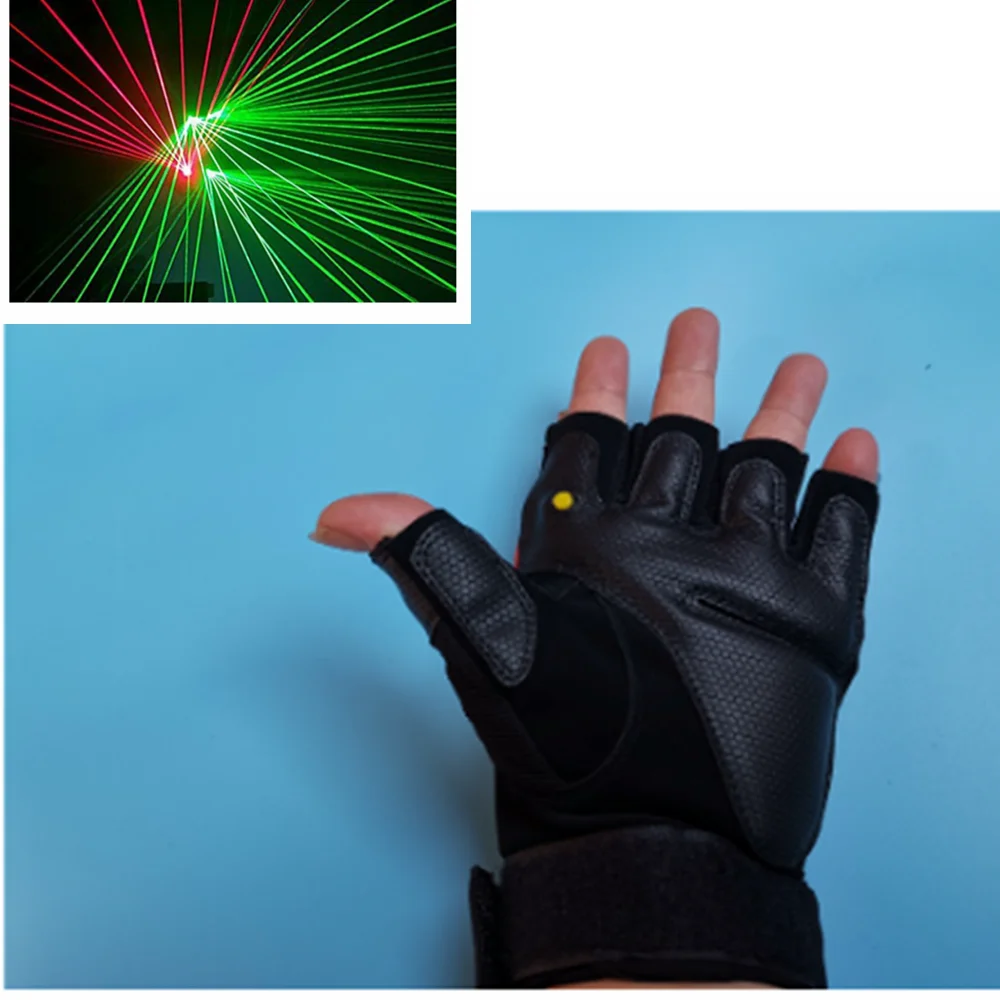 Green+Red Cross Multi line Luminous Gloves Bar Nightclub DJ Gloves Vue