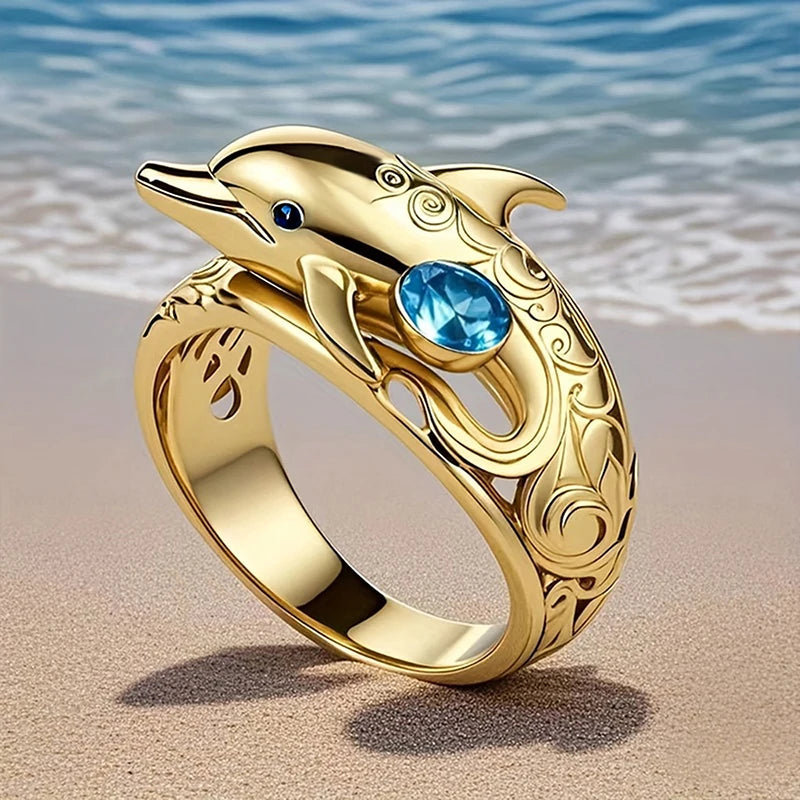 Huitan Dolphin Ring for Women | Cubic Zirconia Fashion Ring Fashion Ring Vue