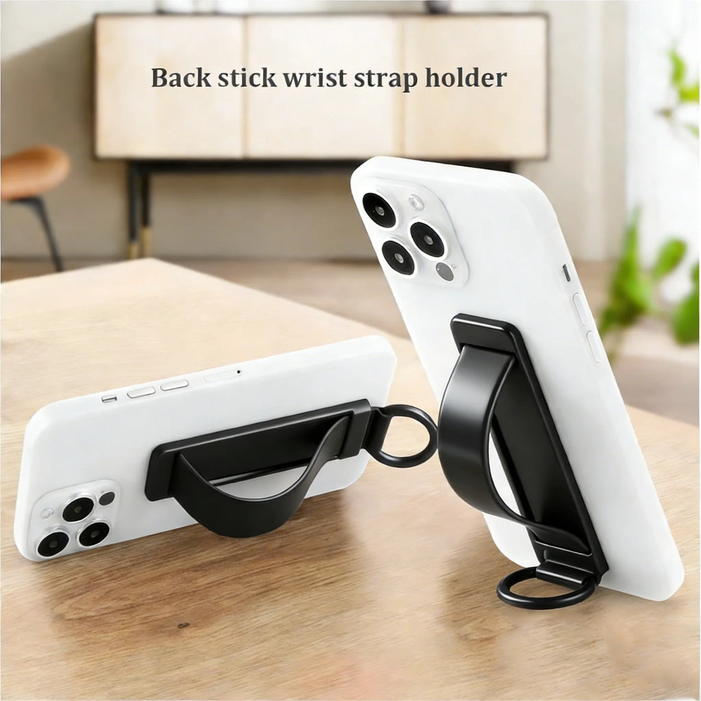 Wrist Band + Finger Grip 2-in-1 Phone Holder, Sticky Socket Stand Compatible with iPhone 12-17/Xiaomi Vue