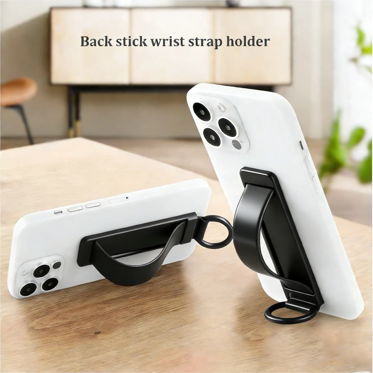 Wrist Band + Finger Grip 2-in-1 Phone Holder, Sticky Socket Stand Compatible with iPhone 12-17/Xiaomi Vue