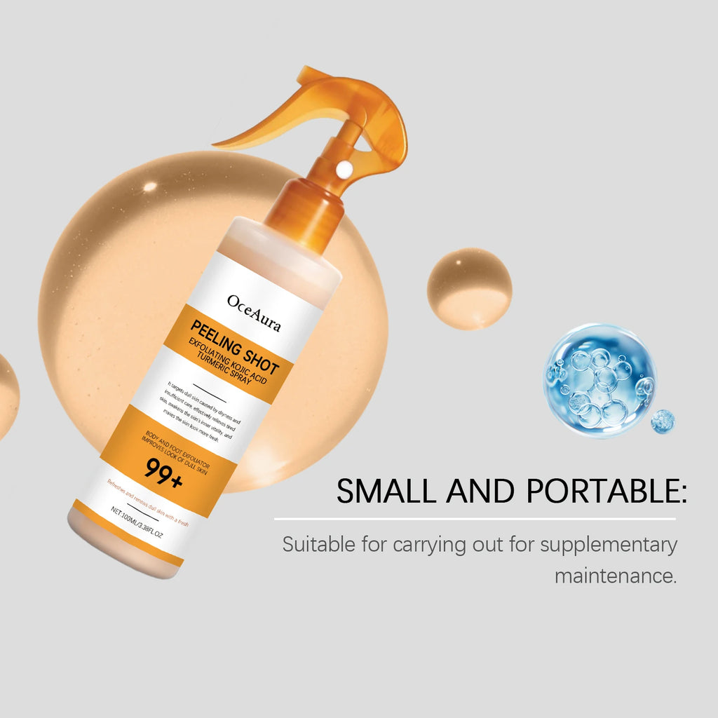 Natural Kojic Acid & Turmeric Exfoliating Spray - Gentle Deep Body Cleansing, Moisturizing and Skin-Softening Nourishing Mist Vue