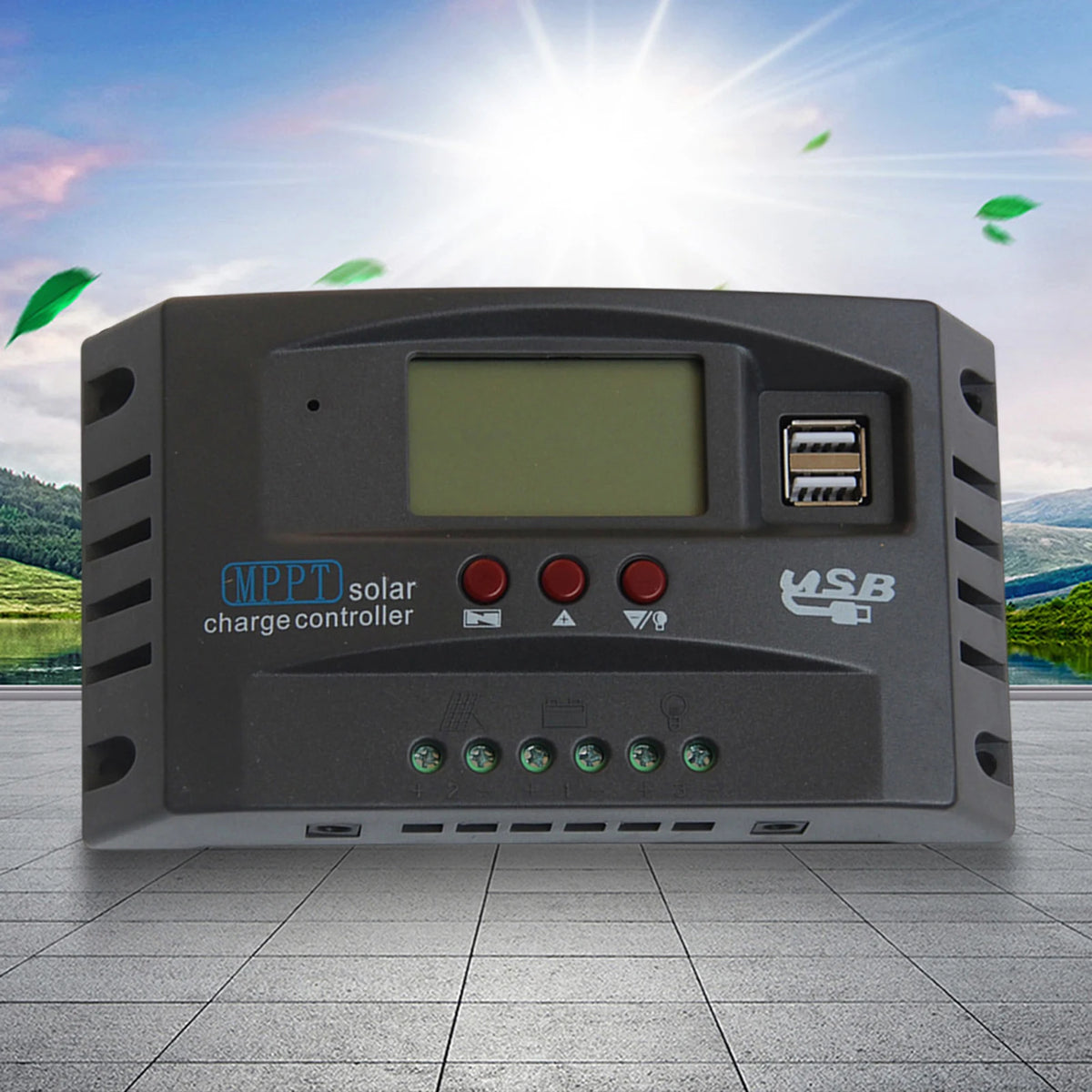 MPPT Solar Charge Controller 12V/24V LCD Dual USB & Timer Solar Charge Controller Vue
