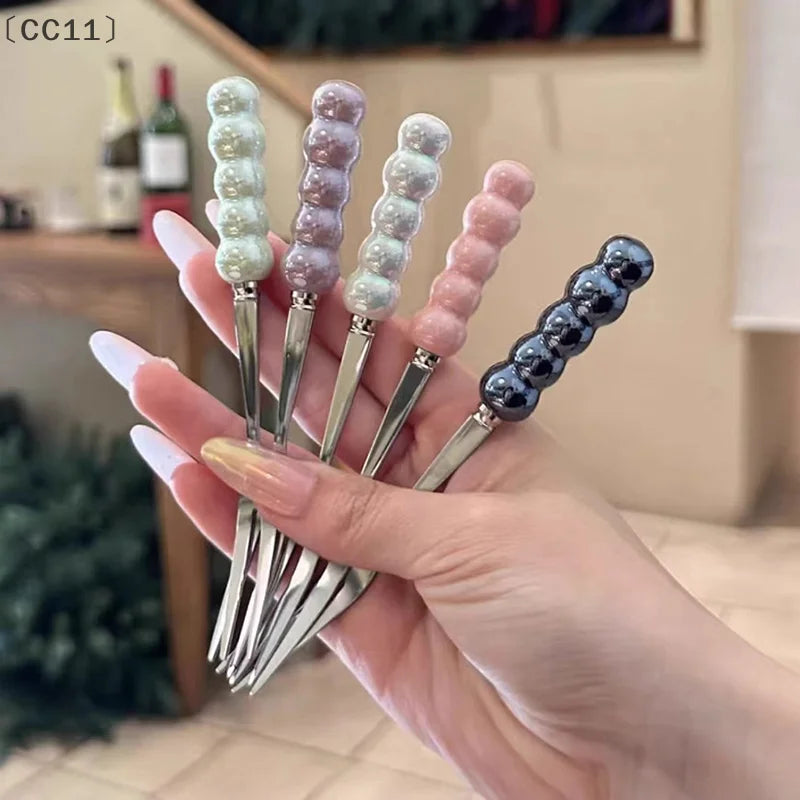CC113Pcs Stainless Steel Dinner Fork Long Handle Table Forks Korean