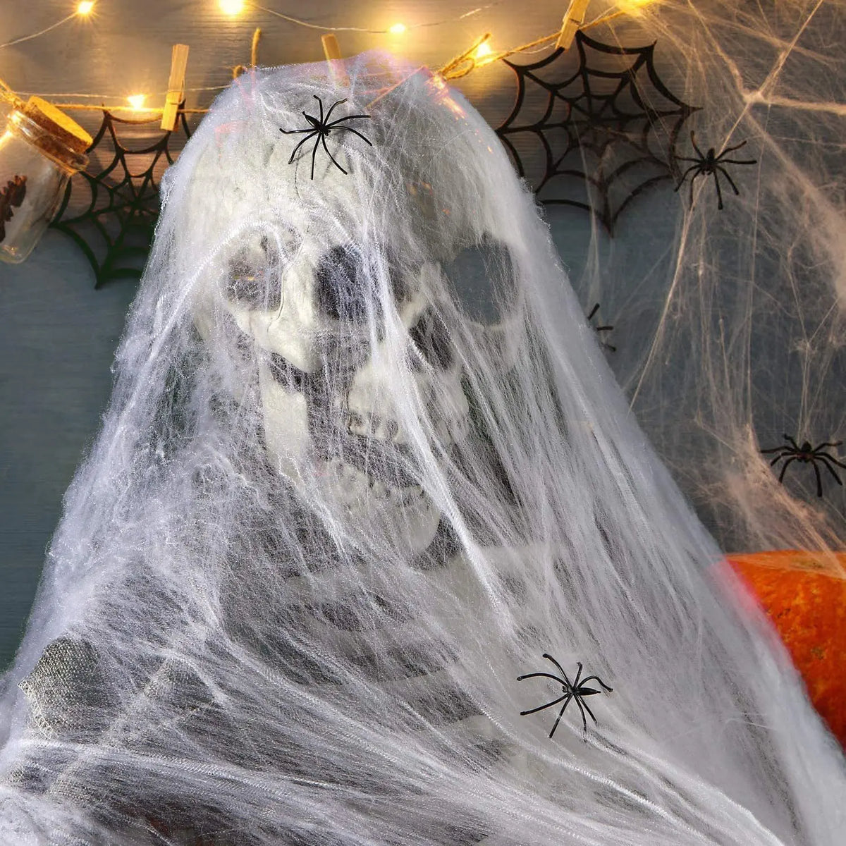 White Spider Web For Halloween Decorations Artificial Stretchy Cobweb For Halloween Scary Party Scene Decor Haunted House Props Vue