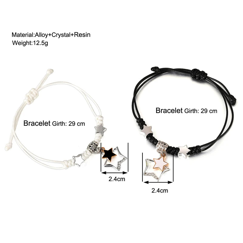 Handmade Woven Pentagram Couple Bracelet with Card, Versatile Hand Rope Gift for Women Vue