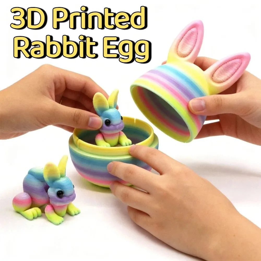 Creative 3D Printed Rabbit Egg PLA Joint Movable Easter Decoration Goodies Filler Colorful Simulation Animal Model Vue
