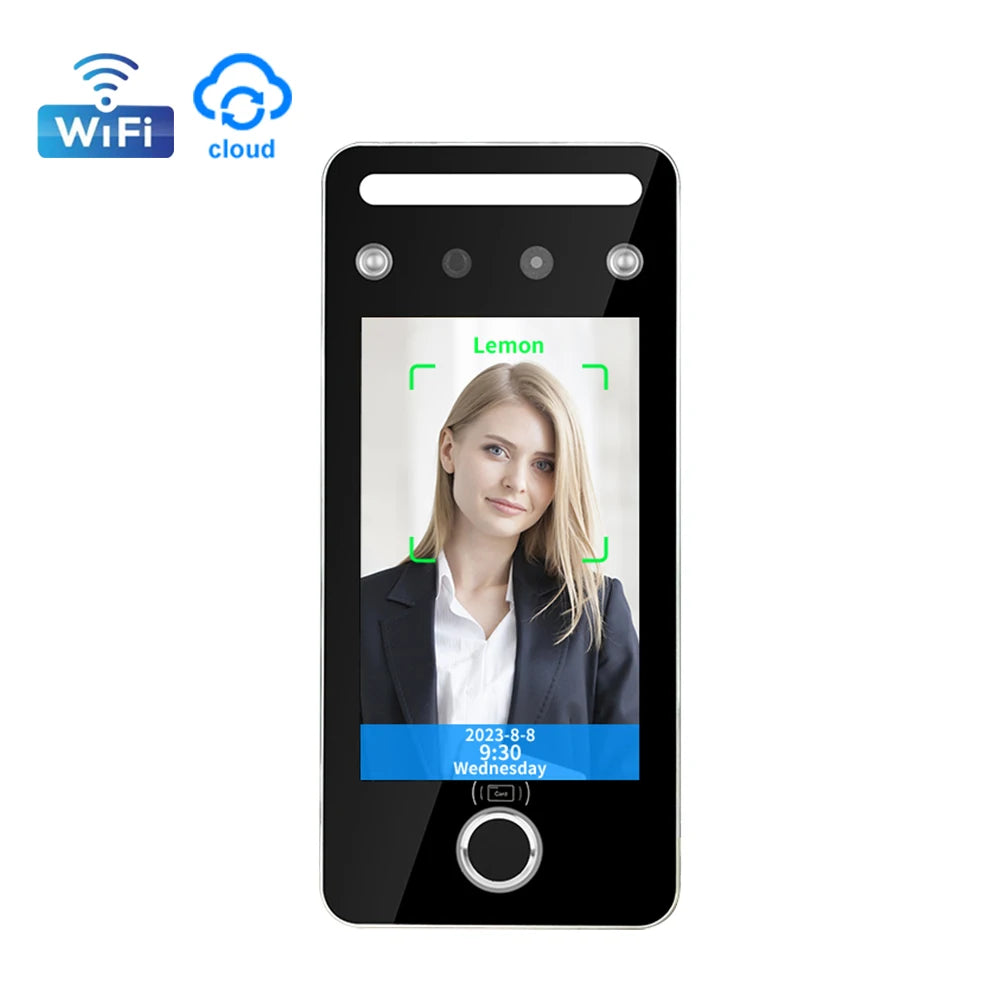 Access Control System WIFI TCP Fingerprint Recognition Dynamic Face Biometric RFID Attendance Machine 5 Inch Full View HD Screen Vue