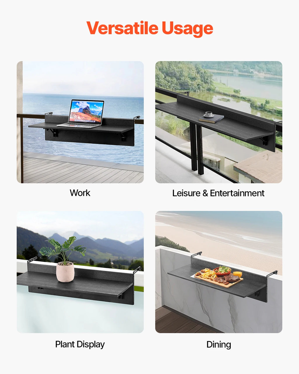 Folding Balcony Railing Table | Outdoor Hanging Bar Table Folding Railing Table Vue