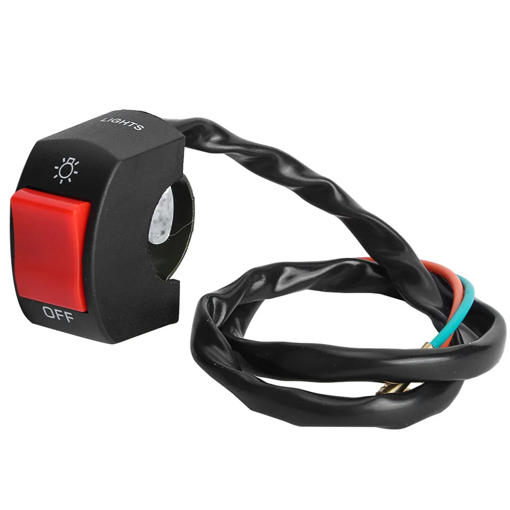 Motorcycle 7/8 inch handlebar-mounted LED headlight with push-button motorcycle handlebar control Vue