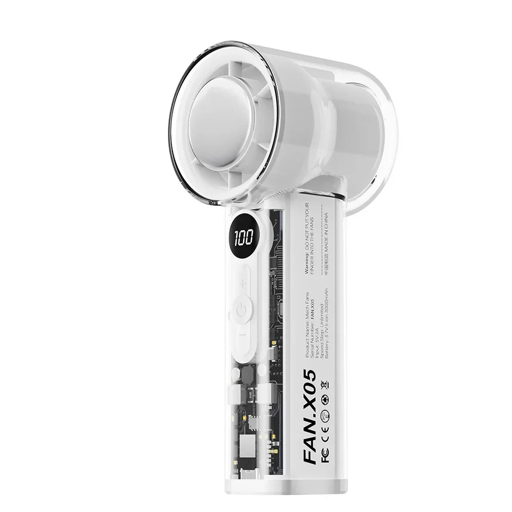 Semiconductor Refrigeration High-speed Handheld Electric Fan 3000mAh USB Portable Rechargeable Outdoor Small Fan Vue WHITE