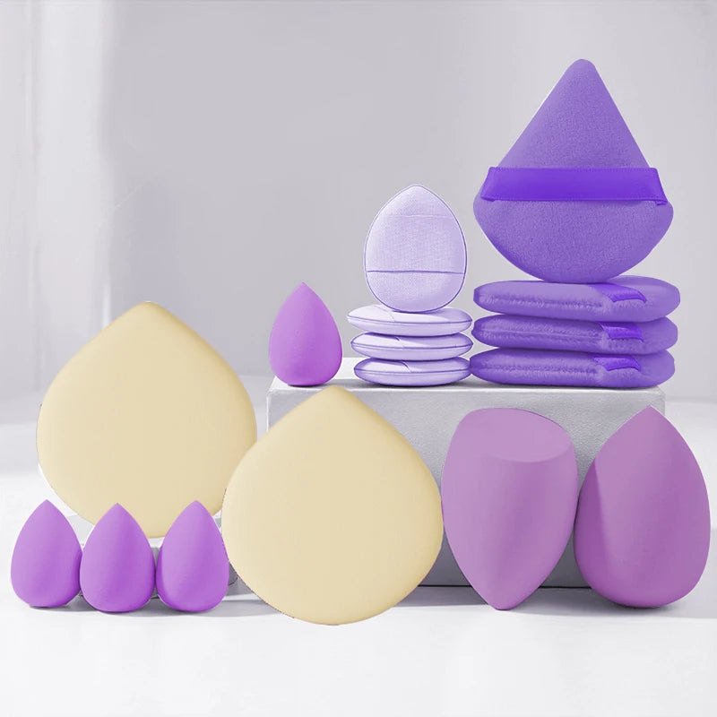16PCs Pink Makeup Sponge and Makeup Puff Set Suitable for Face Cream and Powder Concealer Powder Makeup Machine Vue SHE133-16purple
