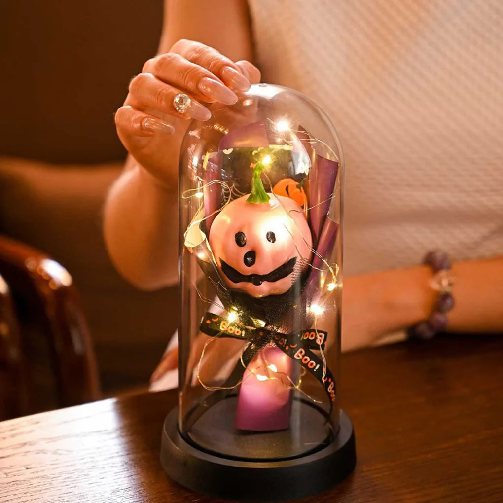 Halloween Luminous Glass Nightlight – Pumpkin Tabletop Decor Halloween Nightlight Vue