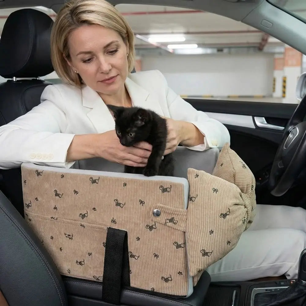 Cartoon Pattern Dog Car Seat Comfortable with Safety Leash Pet Central Control Car Seat Large Capacity Car Pet Seat Cushion Vue