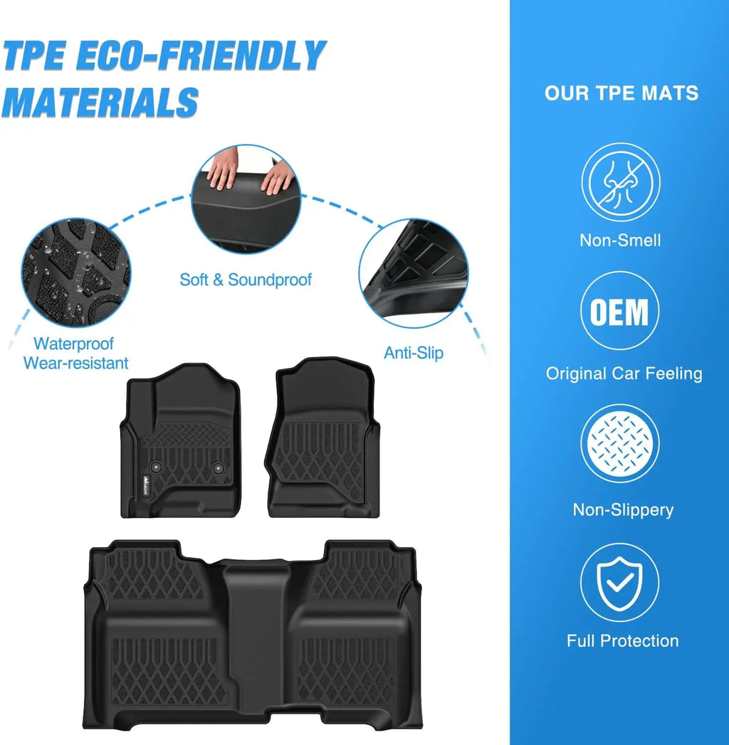 Nilight Floor Mats for Chevy Silverado GMC Sierra 1500 Crew Cab 2014-2018, Chevrolet Silverado Sierra 2500HD 3500HD 2015 2016 2017 2018 2019 All Weather Custom Fit Heavy Duty Floor Liners Vue