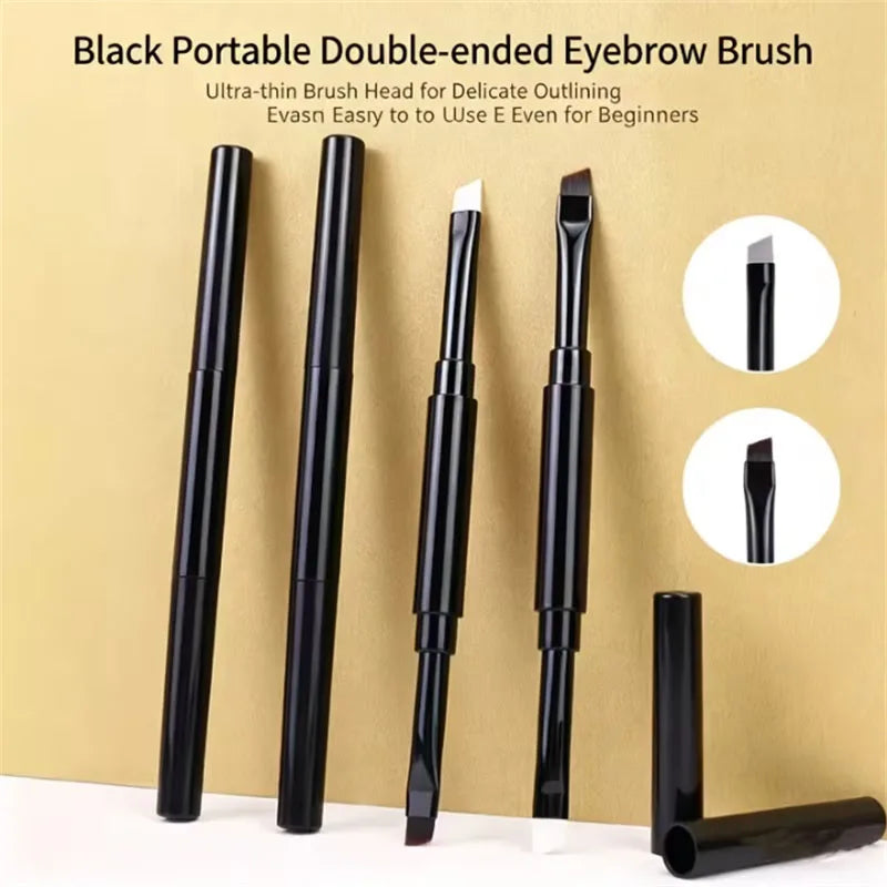 2 in 1 Angled & Silicone Brow Brush with Cap Multi-function Brow Definer & Eyeliner Brush Multi-use Brow & Eyeliner Makeup Tool Vue