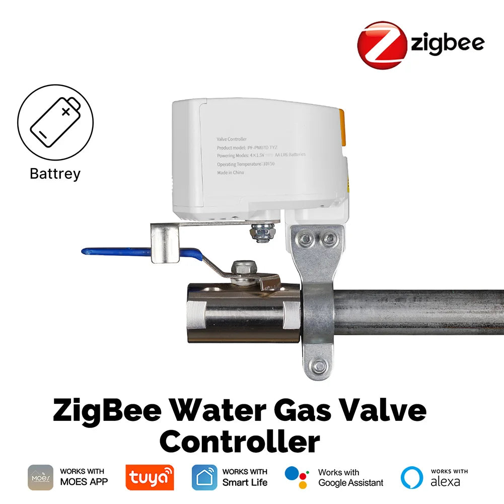 For ZigBee Smart Water Valve Actuator Compatible with Alexa & Google Home Automatic Gas Water Heater Valve Controller Vue