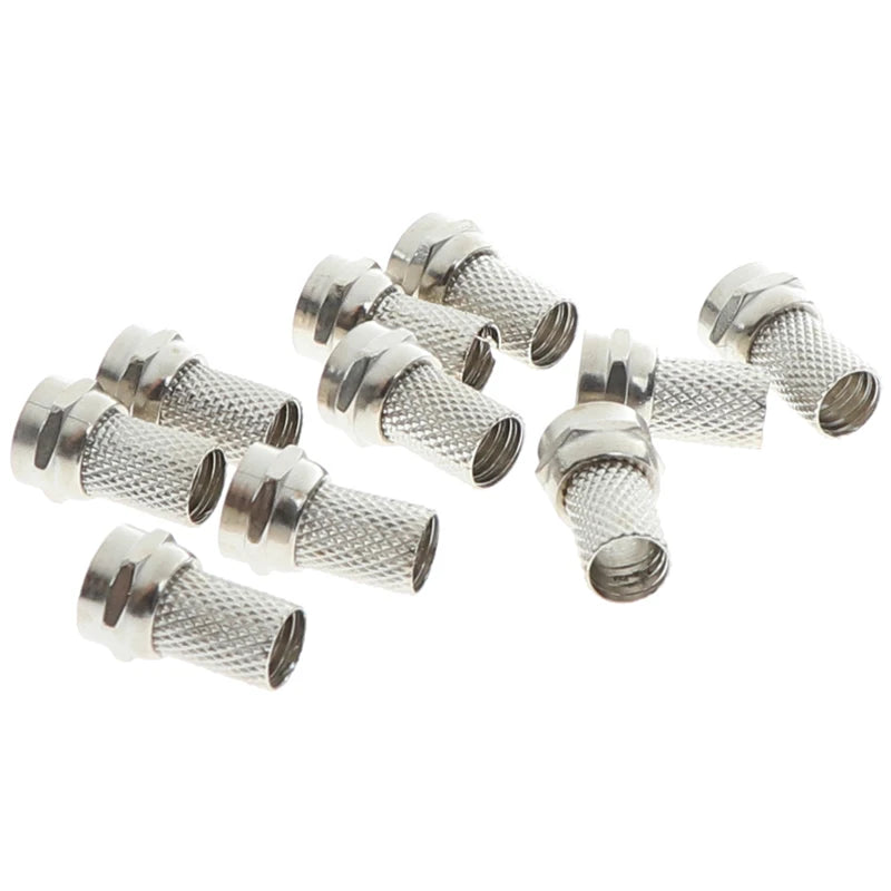 10Pcs New 75-5 F Connector Screw On Type For RG6 Satellite TV Antenna Coax Cable Vue