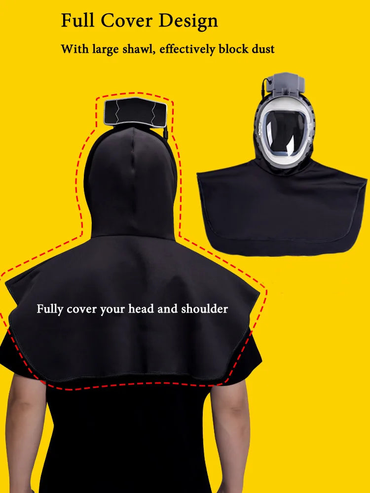 Full Cover Electric Powered Air Supply Dust Mask Hat Dustproof Hood Cape For Harvester Polishing Sanding Industrial Dust Vue