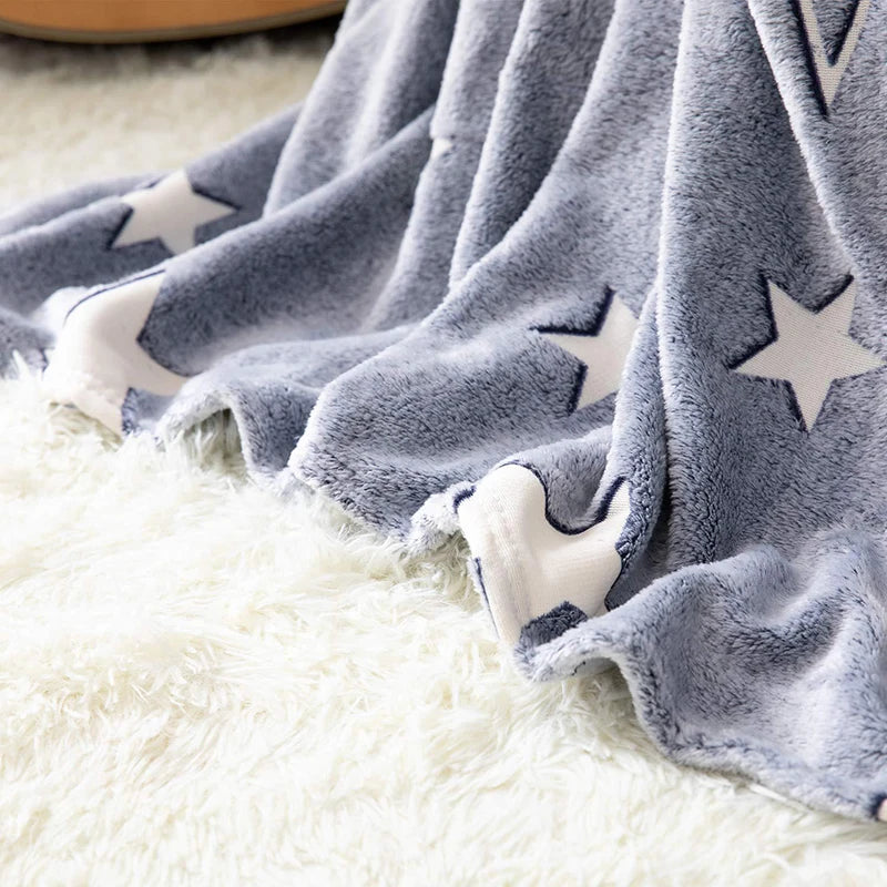Luminous Warm Flannel Blankets Night Fluorescent Geometric Print Sheet Sofa Throw Bedspread Children's Siesta Leisure Coverings Vue