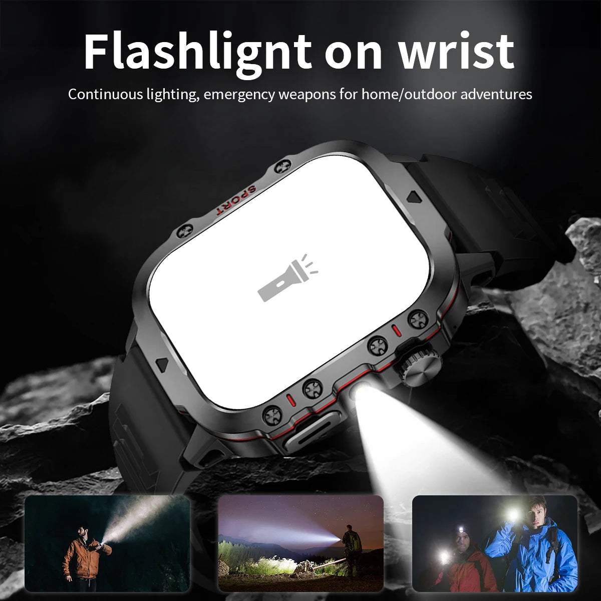 New Military Strong Sport Smartwatch Men Bluetooth Call Health Monitor Sports Watch Waterproof Fitness Tracker Gifts for Women Vue