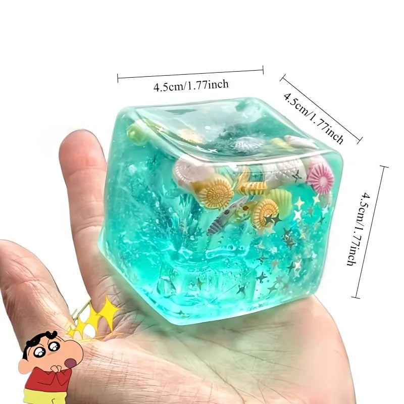 Blue Cubes Sea Squishy Fidget Toy Super Soft Transparent Star shell Squeeze Toy Ocean Sensory Anti-stress Toy Girl Christmas Gif Vue