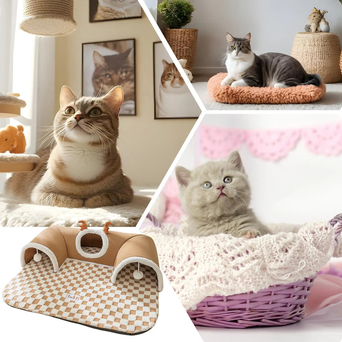 Winter Indoor Warm Plush Cat Bed Tunnel Warm Shelter Tent House Toys for Dog Play and Sleep Integrated Hide and Seek Pet Nest Vue