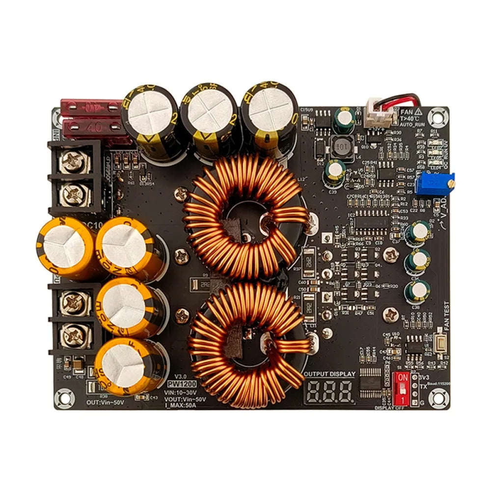 1200W 50A High-current Non-isolation Boost Power Supply Module Dual-inductor Audio Power Amplifier Dedicated Power Supply Board Vue