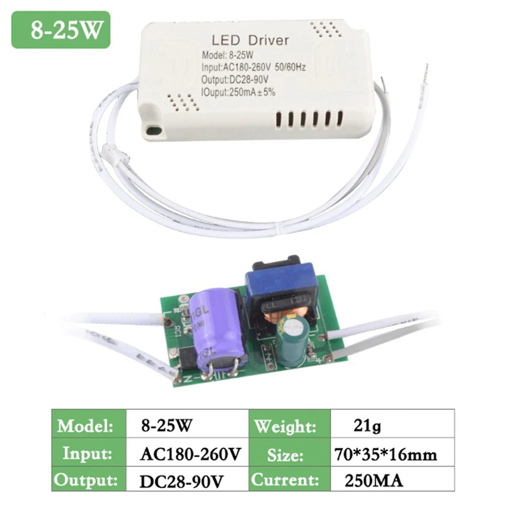 25W 40W LED Driver Ceiling Driver 220V Round/Square Driver Lighting Transform Unisolated Power Supply for LED Downlights Lights Vue