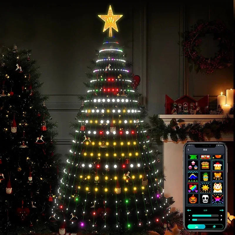 2.1M LED Christmas Tree Decorative Light Lntelligent IDeal LED APP Application Control DIY Lmage Light String for Quick Shipping Vue