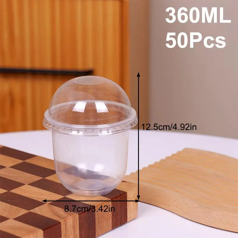 Plastic Salad Dessert Cups 50Pcs 250ML 300ML 360ML 500ML Disposable Clear Bowls For Catering Event Food Serving Vue 360ml