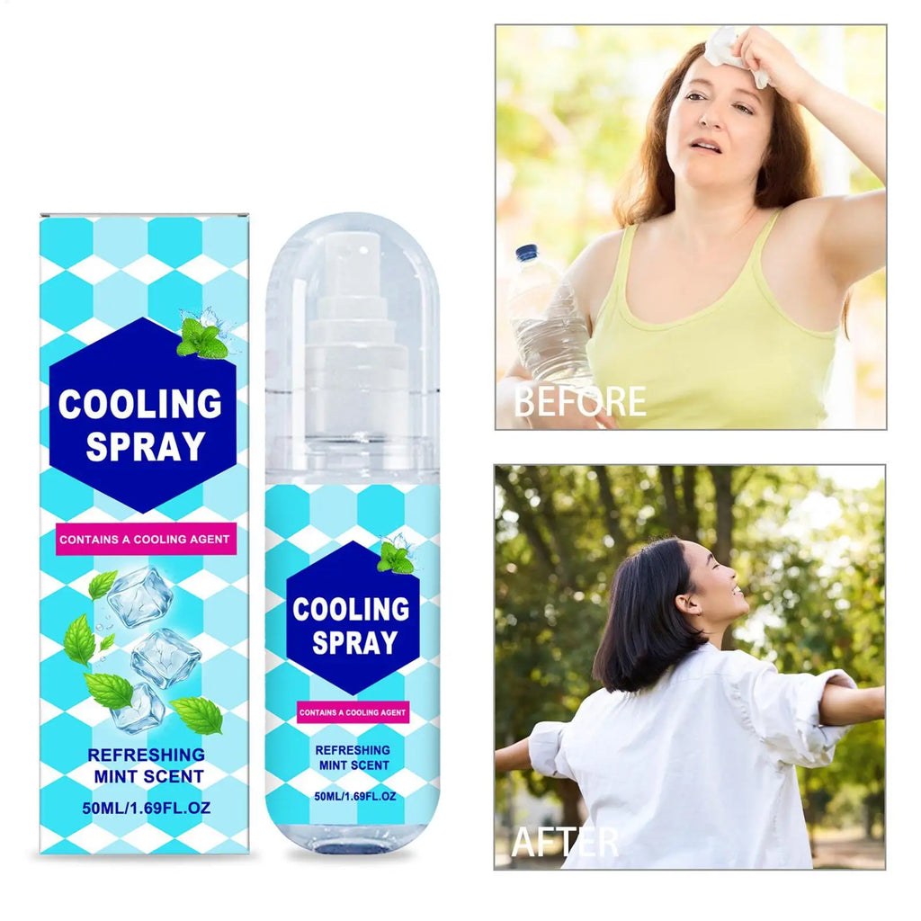 50ml Cooling Body Spray, Instant Refreshing Mint Mist for Summer, Portable Face & Body Cooler for Outdoor Sports Workout Travel Vue