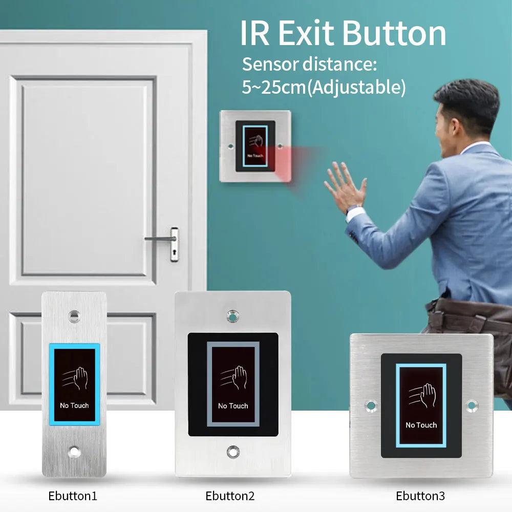 Infrared Door Access Exit Switch Embedded Design No Touch Release Button Gate Opener Door Access Control System Entry Touchless Vue