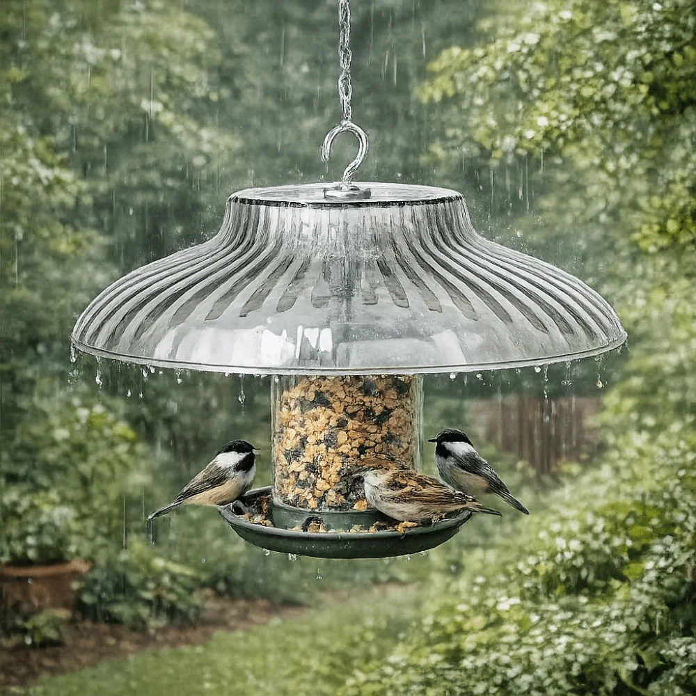 Moisture-proof Bird Feeder Protective Protector Waterproof Hanging Bird Feeding Shelter with Hook Plastic Vue