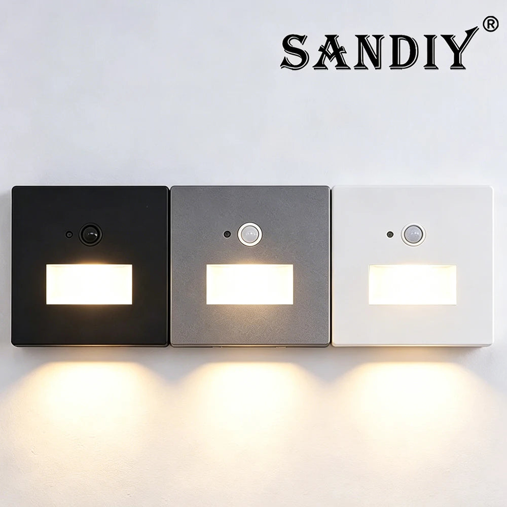 SANDIY Motion Sensor Recessed LED Stair Wall Light | Auto On/Off LED Motion Sensor Sconce Vue