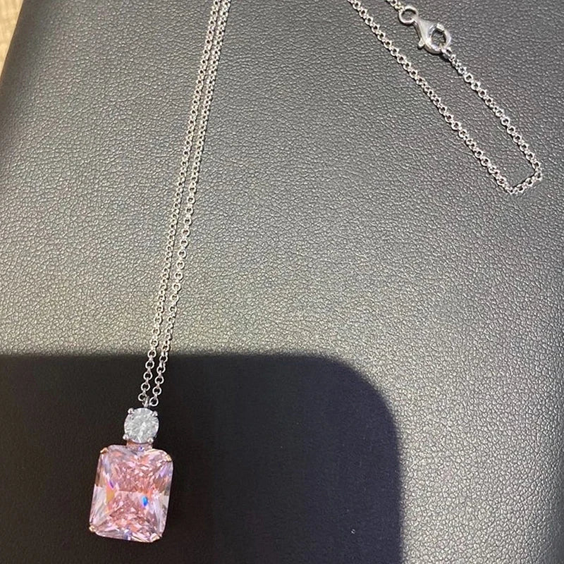 Huitan Two-Tone Pink Cubic Zirconia Pendant Necklace Pendant Necklace Vue
