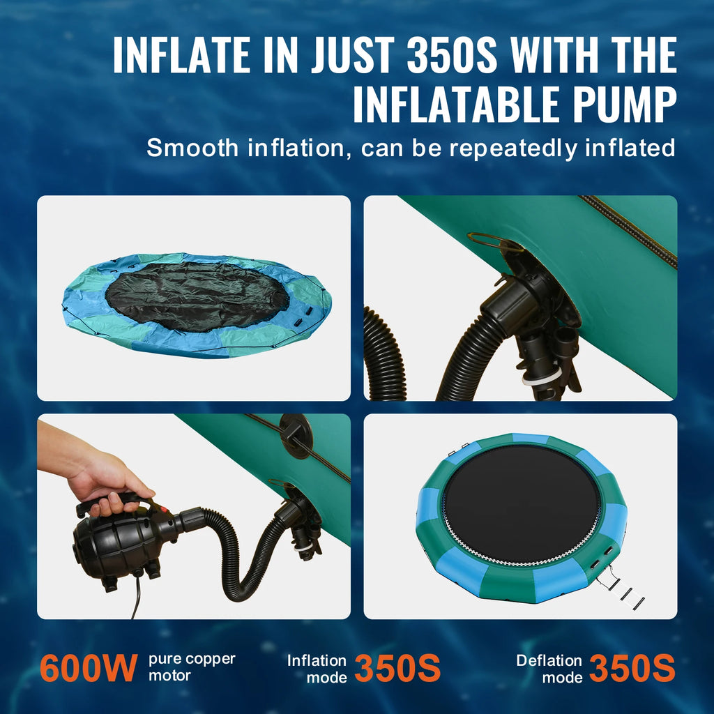 15ft Inflatable Water Trampoline Bounce Platform with Pump & Ladder Inflatable Water Trampoline Vue