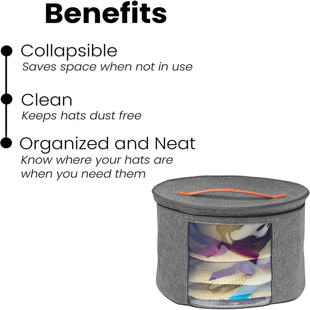 Felt Hat Storage Bucket,Portable Pressure and Dirty Travel Storage Bag,Perspective Clothing Toy Storage Bag Hat Storage Box Vue