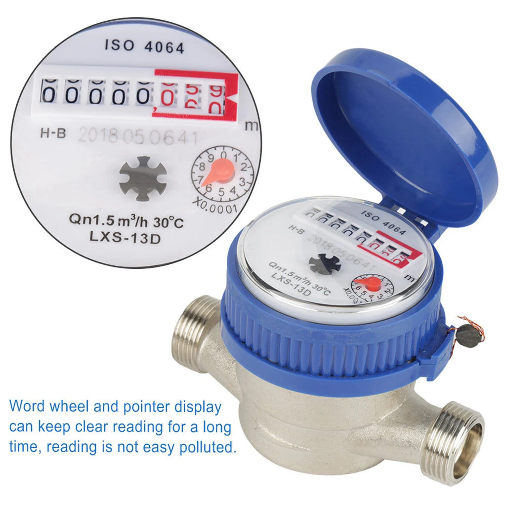 Garden Water Meter 15mm 1/2 Inch Cold Water Meter with Fittings for Garden &amp Home Usage Vue