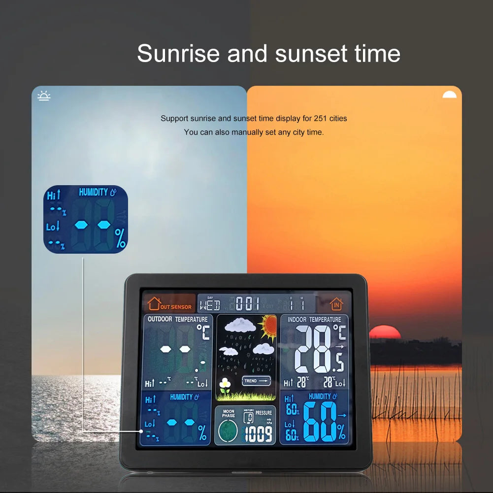 Digital Color Weather Station Clock & Wireless Thermometer Weather Station Clock Vue