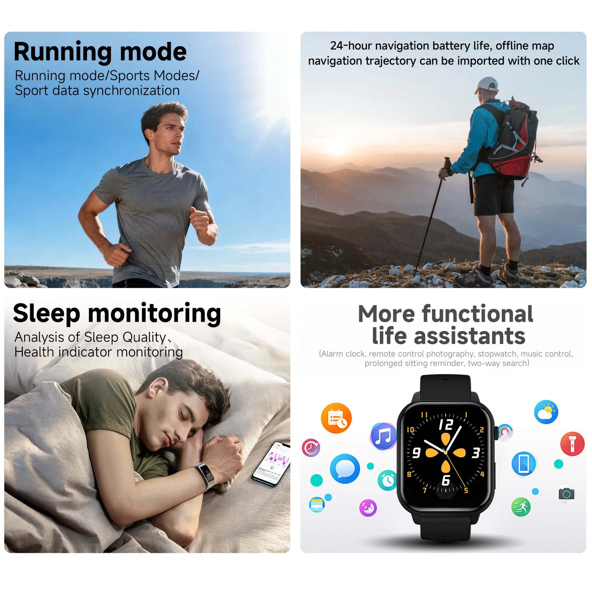 New Fashion Smartwatch with 1.83 inch Screen Wireless Call Music Player Message Push Flashlight Smart Voice for Men Women Gift Vue