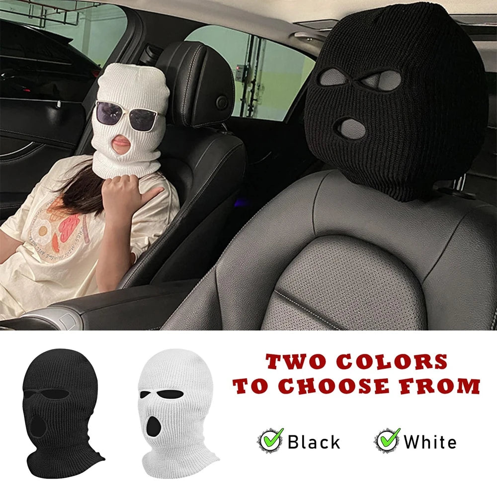Universal Car Headrest Cover Car Seat Face Mask Ski Mask Halloween Christmas Funny Decoration for Tesla BMW Ford Volkswagen Kia Vue