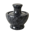 Garlic Press Manual Marble Garlic Mortar Retro Mushroom Pestle Herbs Grind Bowl Mini Household Spice Grinder Kitchen Utensil Vue Black