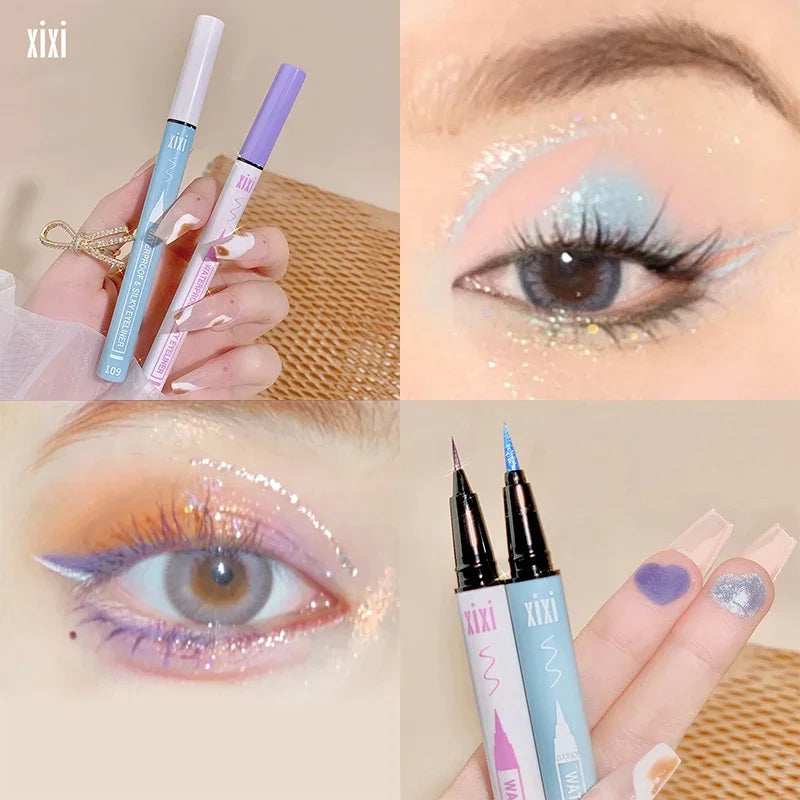 Baby Blue Glitter Eyeliner Pen Galaxy Highlighter Eyeshadow Silkworm Pencil Long-lasting Diamond Shiny Eye Makeup Waterproof Vue