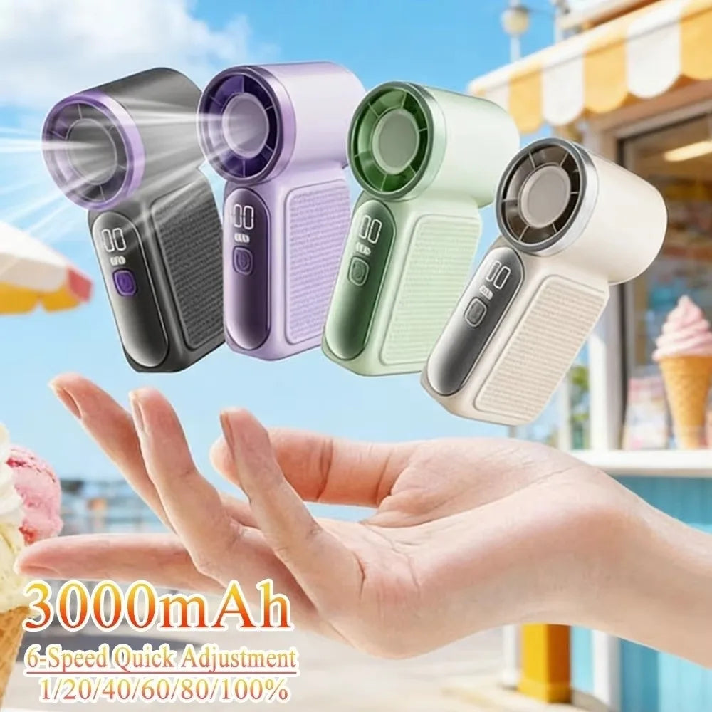 Speed Mini Handheld Fan 100 Adjustable Settings USB Rechargeable Desk